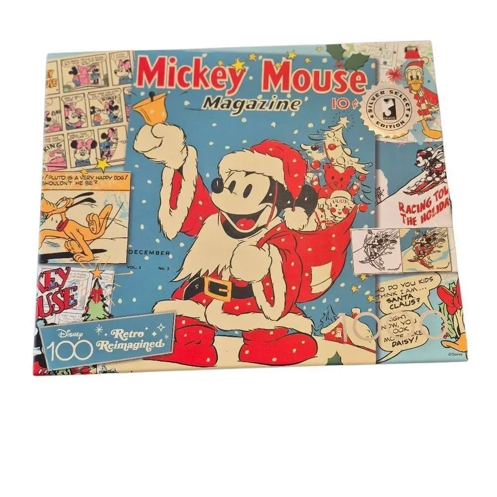 Disney Silver Select Edition D100 Santa Mickey 1000 Pc Puzzle - EUC